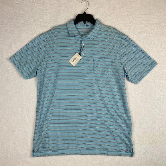 Peter Millar Other - Peter Millar Golf Polo Shirt Men Large Blue Striped Short Sleeve Soft Pullover